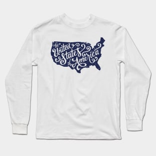 usa map proud independence day by United States of America Long Sleeve T-Shirt